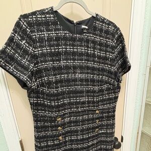 Ann Taylor Black and White Textured Tweed Dress
